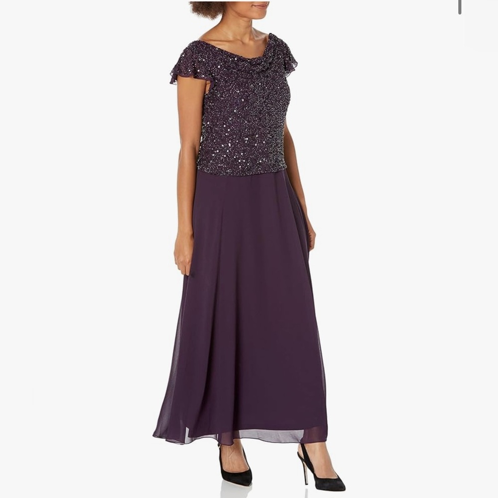 J Kara Deep Purple Embellished Gown